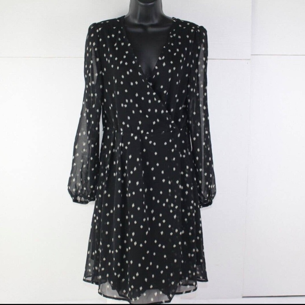 ZARA black and white polka dot chiffon dress